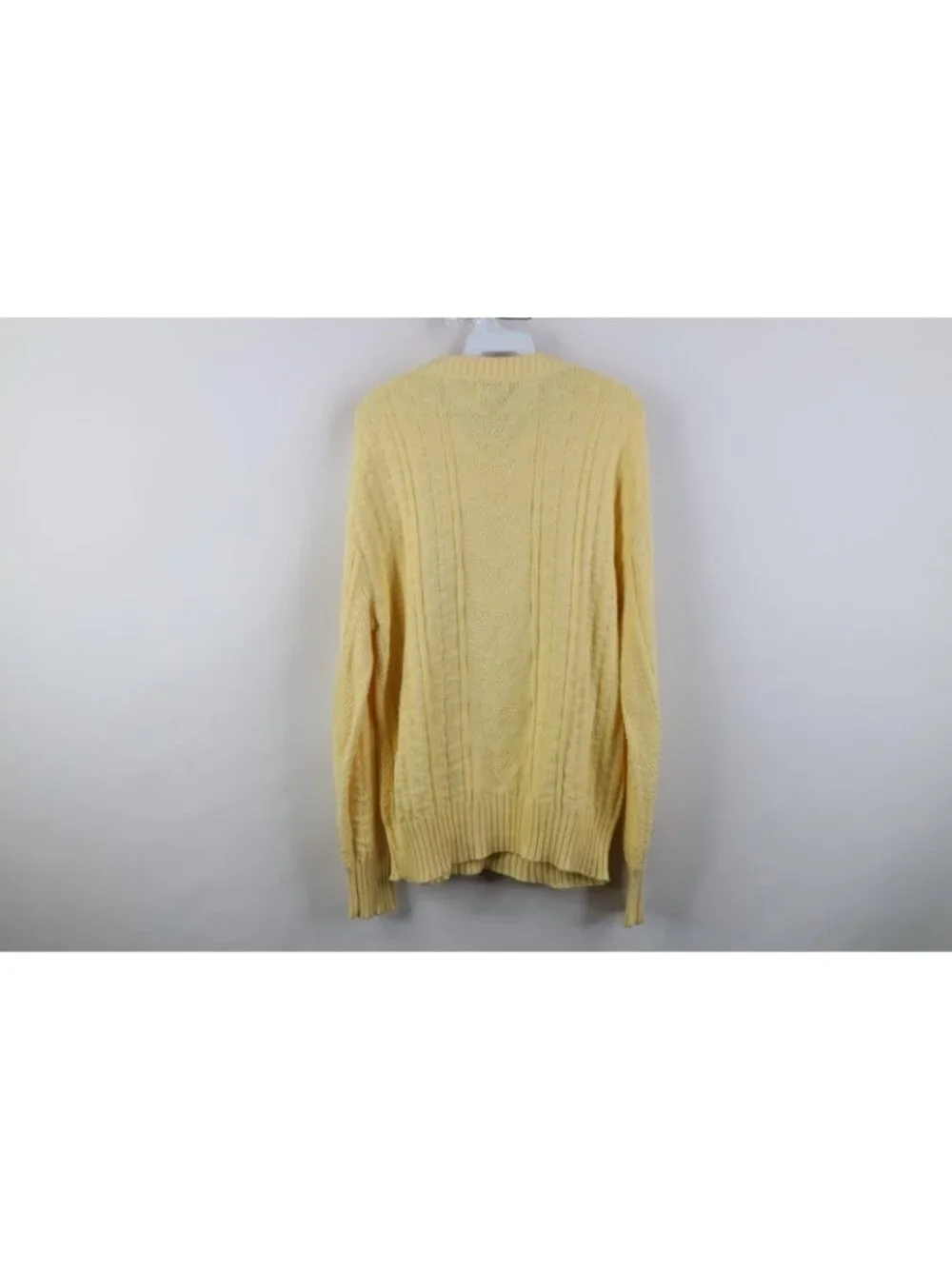 Vintage 90s Streetwear Mens Medium Geometric Cotton Knit Sweater Yellow USA